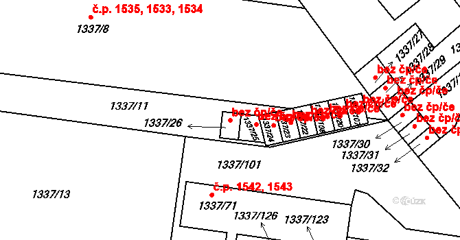 Roudnice nad Labem 43389112 na parcele st. 1337/26 v KÚ Roudnice nad Labem, Katastrální mapa