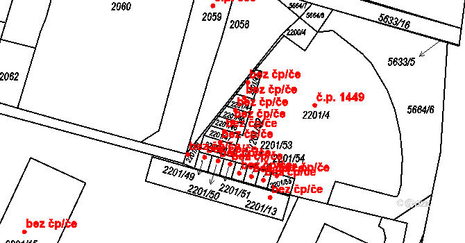 Velké Meziříčí 43418112 na parcele st. 2201/46 v KÚ Velké Meziříčí, Katastrální mapa
