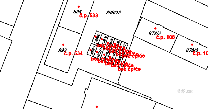Ostrava 43841112 na parcele st. 896/10 v KÚ Kunčičky, Katastrální mapa