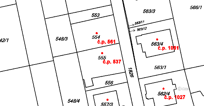 Kylešovice 537, Opava na parcele st. 555 v KÚ Kylešovice, Katastrální mapa