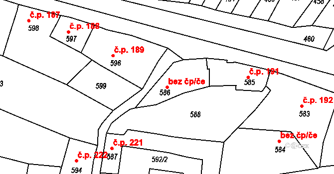 Brumov-Bylnice 44784112 na parcele st. 586 v KÚ Bylnice, Katastrální mapa