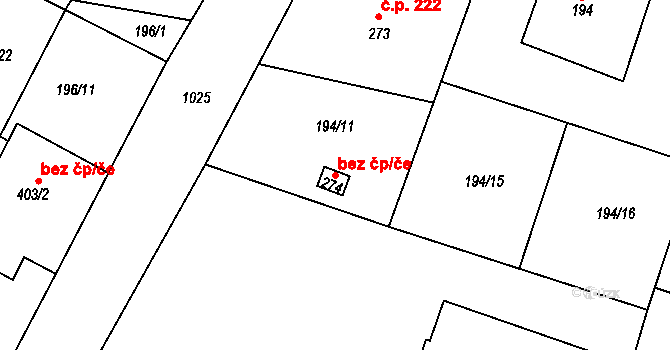 Čimelice 46184112 na parcele st. 274 v KÚ Čimelice, Katastrální mapa