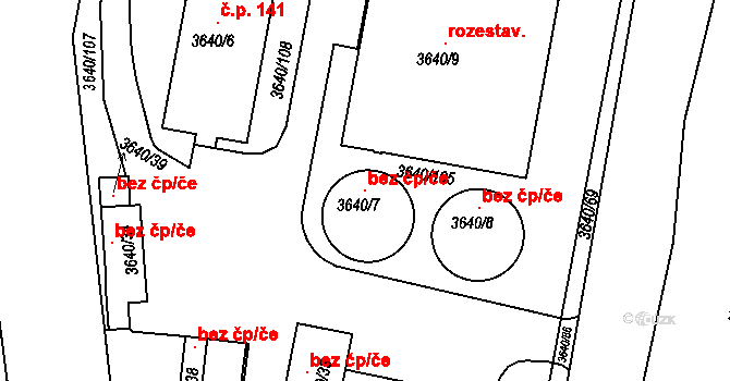 Boskovice 49436112 na parcele st. 3640/7 v KÚ Boskovice, Katastrální mapa