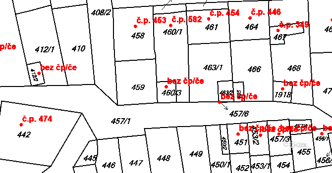 Hlohovec 49581112 na parcele st. 460/3 v KÚ Hlohovec, Katastrální mapa
