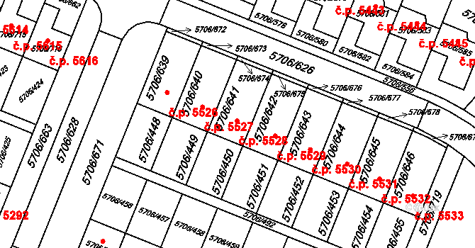 Jihlava 5528 na parcele st. 5706/641 v KÚ Jihlava, Katastrální mapa