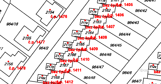 Choceň 1409 na parcele st. 2165 v KÚ Choceň, Katastrální mapa