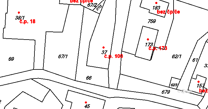 Raškov 100, Bohdíkov na parcele st. 37 v KÚ Raškov Ves, Katastrální mapa