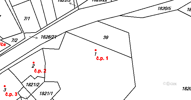 Hodoviz 1, Hvozd na parcele st. 1 v KÚ Hodoviz, Katastrální mapa