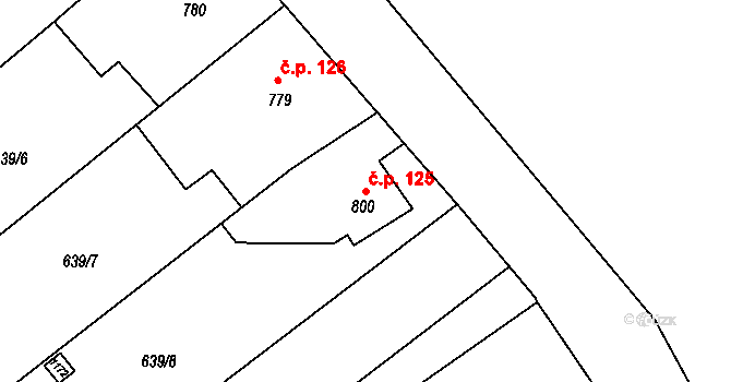 Olivětín 125, Broumov na parcele st. 800 v KÚ Broumov, Katastrální mapa