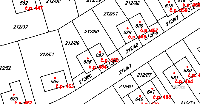 Počaply 455, Králův Dvůr na parcele st. 637 v KÚ Počaply, Katastrální mapa