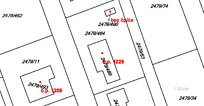 Třemošná 1228 na parcele st. 2479/489 v KÚ Třemošná, Katastrální mapa