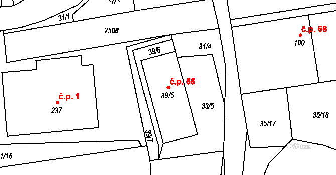 Stebno 55, Kryry na parcele st. 39/5 v KÚ Stebno u Petrohradu, Katastrální mapa