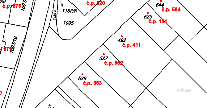 Kvasice 562 na parcele st. 587 v KÚ Kvasice, Katastrální mapa
