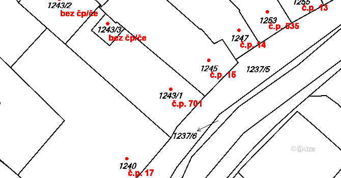 Morkovice 701, Morkovice-Slížany na parcele st. 1243/1 v KÚ Morkovice, Katastrální mapa