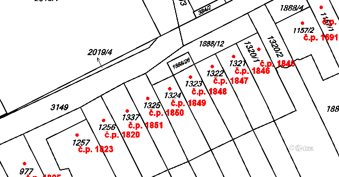 Kroměříž 1849 na parcele st. 1324 v KÚ Kroměříž, Katastrální mapa