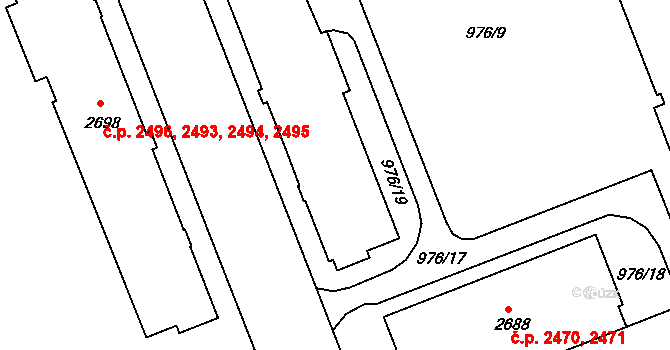 Kroměříž 2472,2473,2474,2475, na parcele st. 2692 v KÚ Kroměříž, Katastrální mapa
