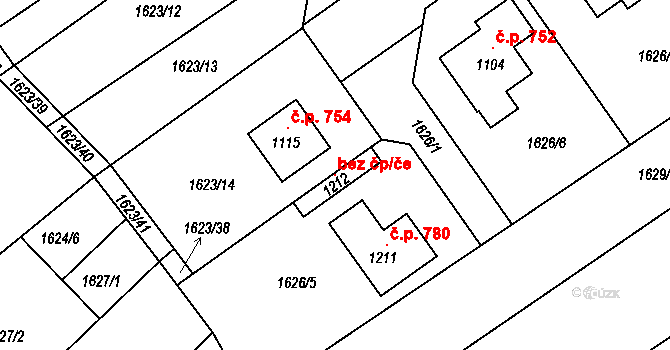 Boršice 104431113 na parcele st. 1212 v KÚ Boršice u Buchlovic, Katastrální mapa