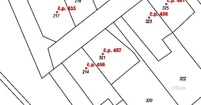 Otaslavice 457 na parcele st. 321 v KÚ Otaslavice, Katastrální mapa