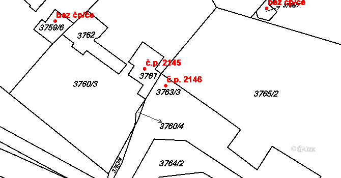 Znojmo 2146 na parcele st. 3763/3 v KÚ Znojmo-město, Katastrální mapa