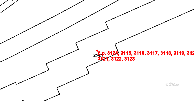 Kladno 3115,3116,3117,3118, na parcele st. 3240 v KÚ Kladno, Katastrální mapa