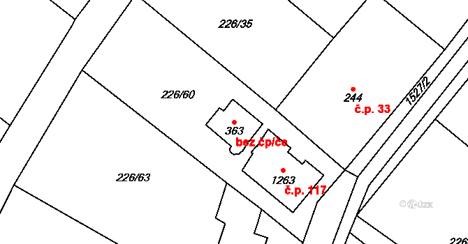 Lštění 14220113 na parcele st. 363 v KÚ Lštění, Katastrální mapa