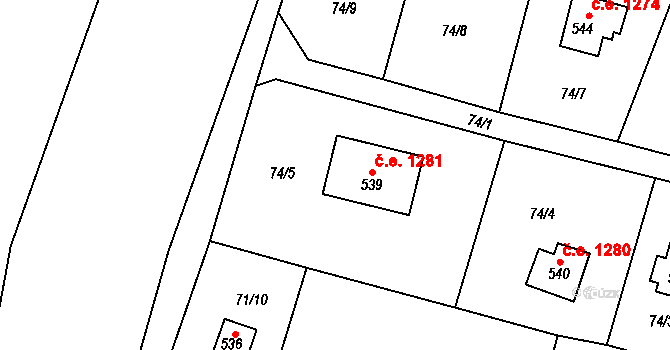 Ládví 1281, Kamenice na parcele st. 539 v KÚ Ládví, Katastrální mapa