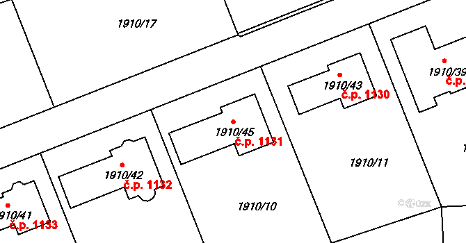Třeboň II 1131, Třeboň na parcele st. 1910/45 v KÚ Třeboň, Katastrální mapa