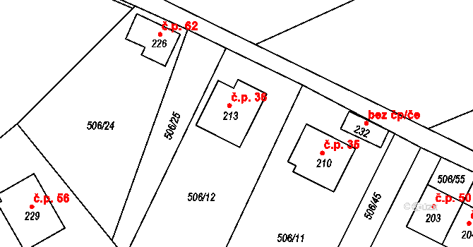 Kobyly 36 na parcele st. 213 v KÚ Kobyly, Katastrální mapa