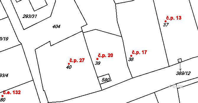 Hatě 20, Skuhrov na parcele st. 39 v KÚ Skuhrov pod Brdy, Katastrální mapa
