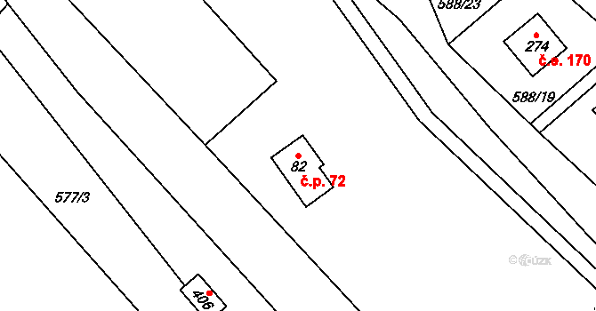 Stradonice 72, Nižbor na parcele st. 82 v KÚ Stradonice u Nižboru, Katastrální mapa