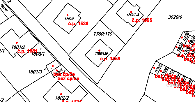 Tachov 1859 na parcele st. 1769/129 v KÚ Tachov, Katastrální mapa