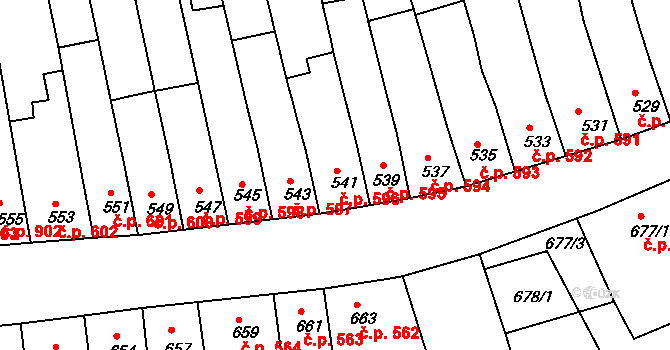 Roudnice nad Labem 596 na parcele st. 541 v KÚ Roudnice nad Labem, Katastrální mapa