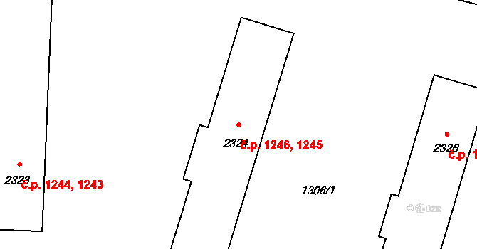 Rožnov pod Radhoštěm 1245,1246 na parcele st. 2324 v KÚ Rožnov pod Radhoštěm, Katastrální mapa