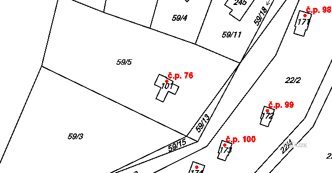 Březka 76, Libuň na parcele st. 101 v KÚ Březka, Katastrální mapa