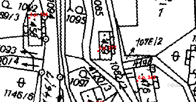 Dolní Dobrouč 277 na parcele st. 459 v KÚ Dolní Dobrouč, Katastrální mapa