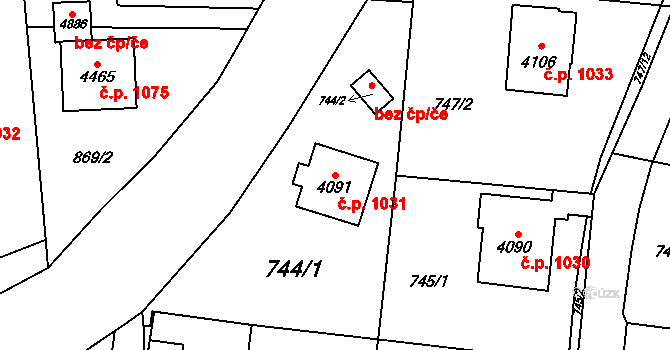 Žamberk 1031 na parcele st. 4091 v KÚ Žamberk, Katastrální mapa