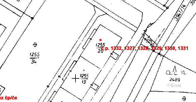 Poděbrady III 1327,1328,1329,1330,, Poděbrady na parcele st. 1255/20 v KÚ Poděbrady, Katastrální mapa