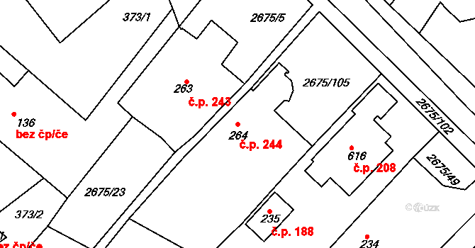 Černilov 244 na parcele st. 264 v KÚ Černilov, Katastrální mapa