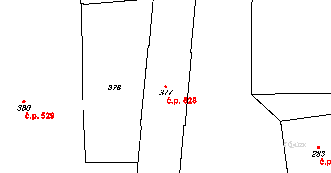 Malá Strana 528, Praha na parcele st. 377 v KÚ Malá Strana, Katastrální mapa