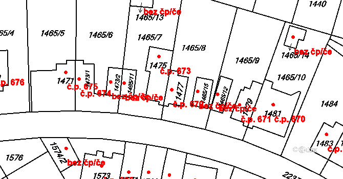 Ruzyně 672, Praha na parcele st. 1477 v KÚ Ruzyně, Katastrální mapa