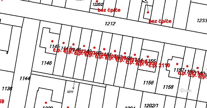 Záběhlice 2106, Praha na parcele st. 1151 v KÚ Záběhlice, Katastrální mapa