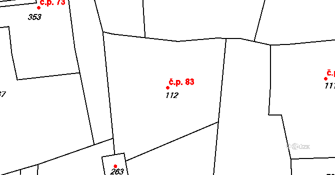 Zalány 83, Rožmitál pod Třemšínem na parcele st. 112 v KÚ Starý Rožmitál, Katastrální mapa
