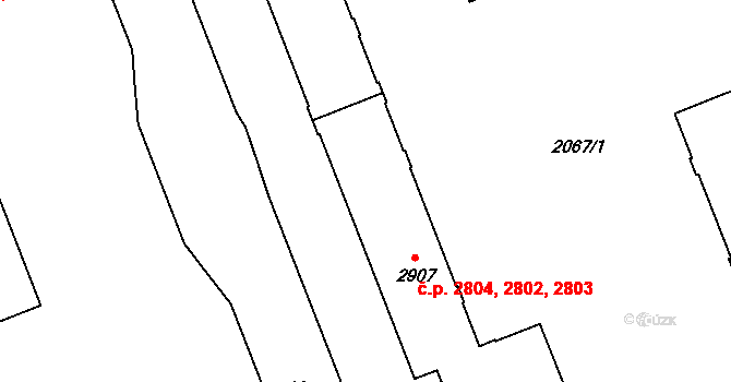 Hodonín 2802,2803,2804 na parcele st. 2907 v KÚ Hodonín, Katastrální mapa