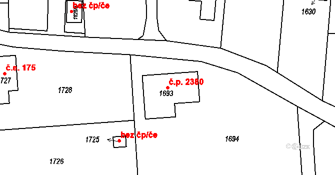 Šternberk 2380 na parcele st. 1693 v KÚ Šternberk, Katastrální mapa