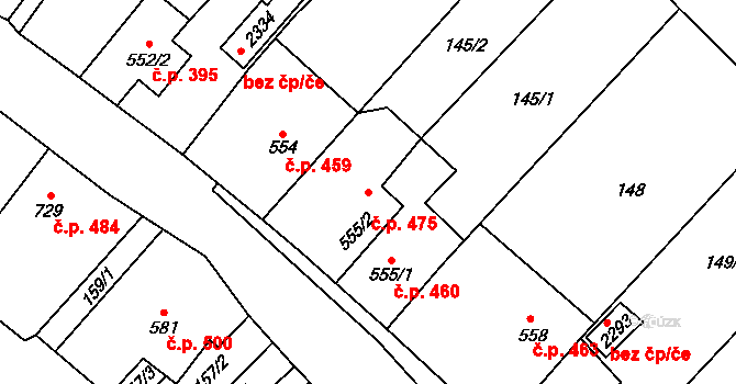 Skuteč 475 na parcele st. 555/2 v KÚ Skuteč, Katastrální mapa