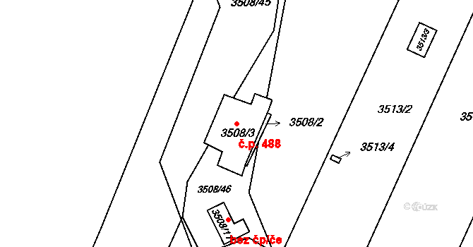 Moravský Krumlov 488 na parcele st. 3508/3 v KÚ Moravský Krumlov, Katastrální mapa