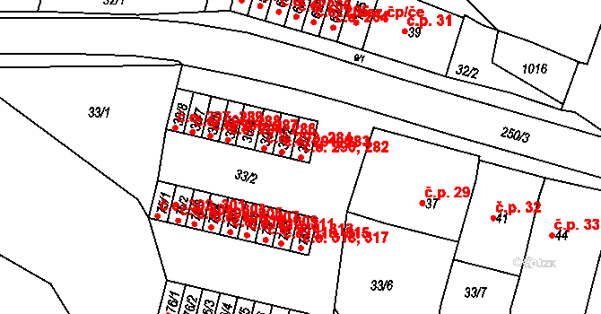 Chanov 282,290, Obrnice na parcele st. 30/1 v KÚ Chanov, Katastrální mapa