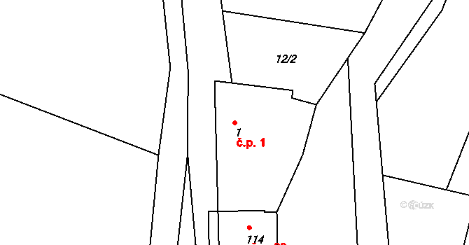 Zahrádka 1, Maršovice na parcele st. 1 v KÚ Zahrádka u Benešova, Katastrální mapa