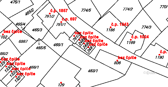 Kraslice 38544113 na parcele st. 2490 v KÚ Kraslice, Katastrální mapa