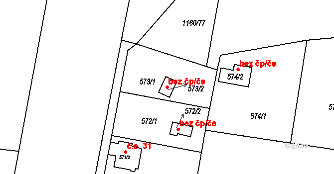 Neveklov 41552113 na parcele st. 573/2 v KÚ Neveklov, Katastrální mapa